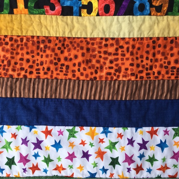 COPY - Handmade Quilt Child Cotton 59” x 41” Numbers Colors Monkey Elephant Gir… - Picture 3 of 11